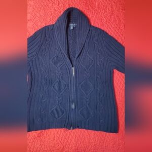 Chaps Navy Blue Cable Knit Cardigan
